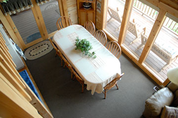 Dining area from upper level loft